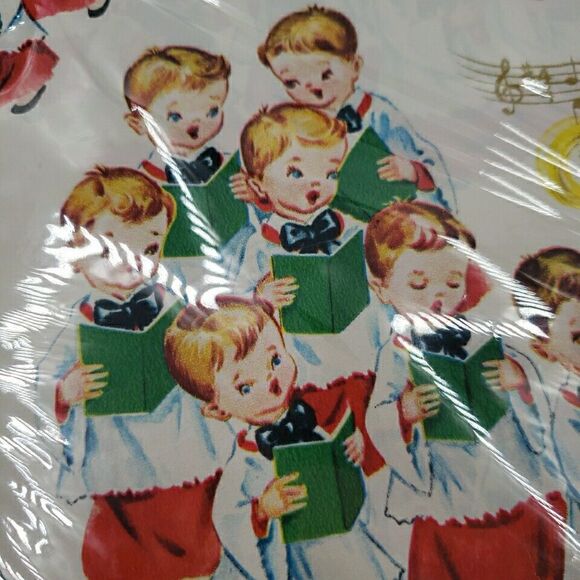 Vintage MCM Christmas Gift Wrapping Paper Wrap Children Carolers Choir Ben Mont - Picture 3 of 10